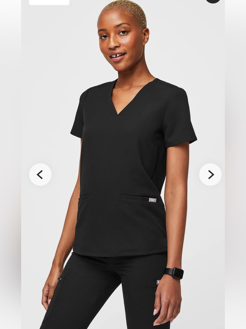 FIGS Women’s Black Scrubs Set. Casma Top M, Kade High-Rise Straight L